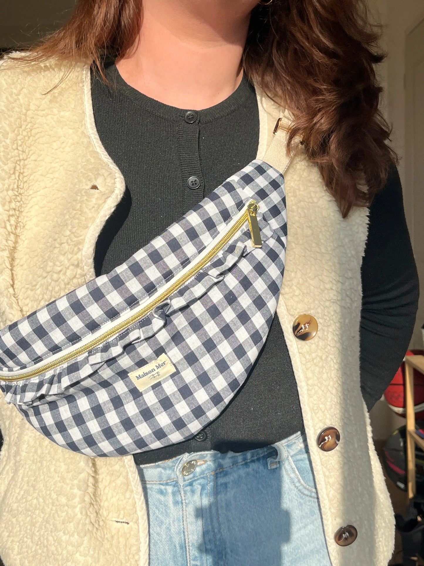 Banane à volants "vichy bleu" Maison Mer